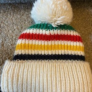 Colorful Striped Kids Beanie with Pom-Pom